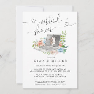 Ordinateur portable Floral   Invitation au Baby sh