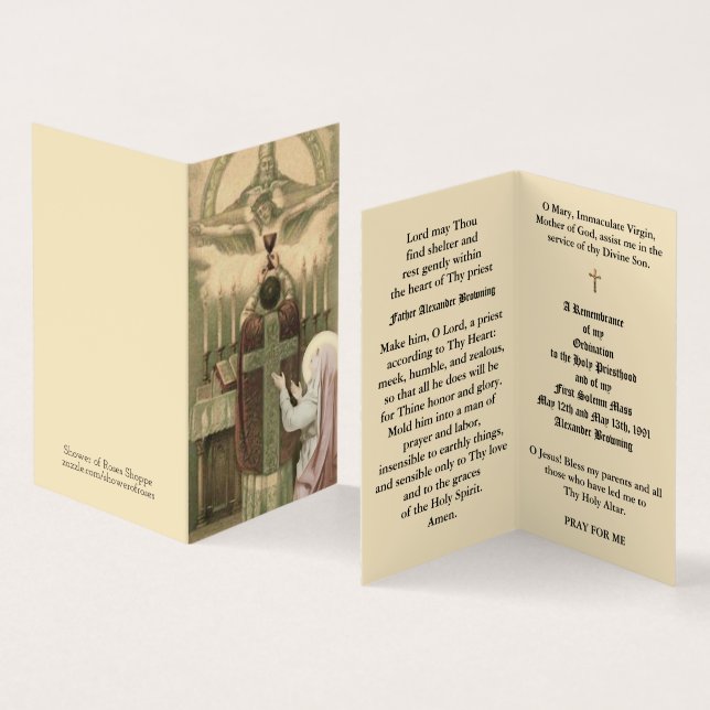 Ordination des prêtres catholiques Cartes saintes (Intérieur et extérieur)