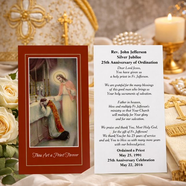 ORDINATION DU PRIÊTRE CATHOLIQUE CARTE DE PRIÈRE A (Créateur téléchargé)
