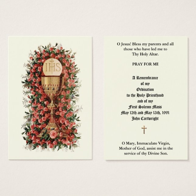 ORDINATION DU PRIÊTRE CATHOLIQUE CARTES SAINES ANN (Devant & derrière)