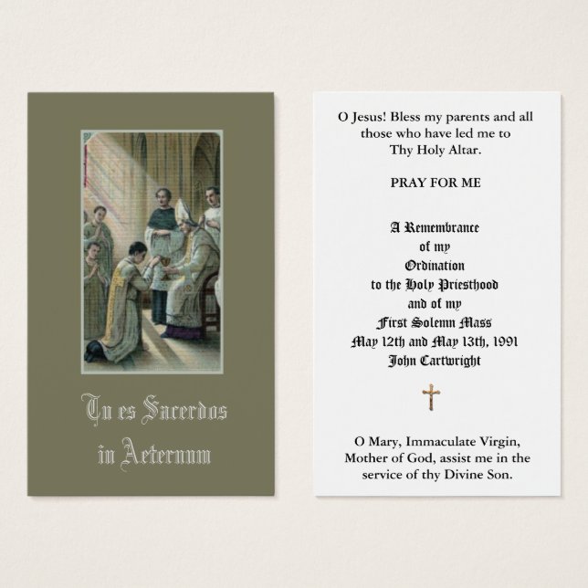 ORDINATION DU PRIÊTRE CATHOLIQUE CARTES SAINES ANN (Devant & derrière)