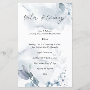 Ordre de cérémonie Wispy Dusty Blue Foliage