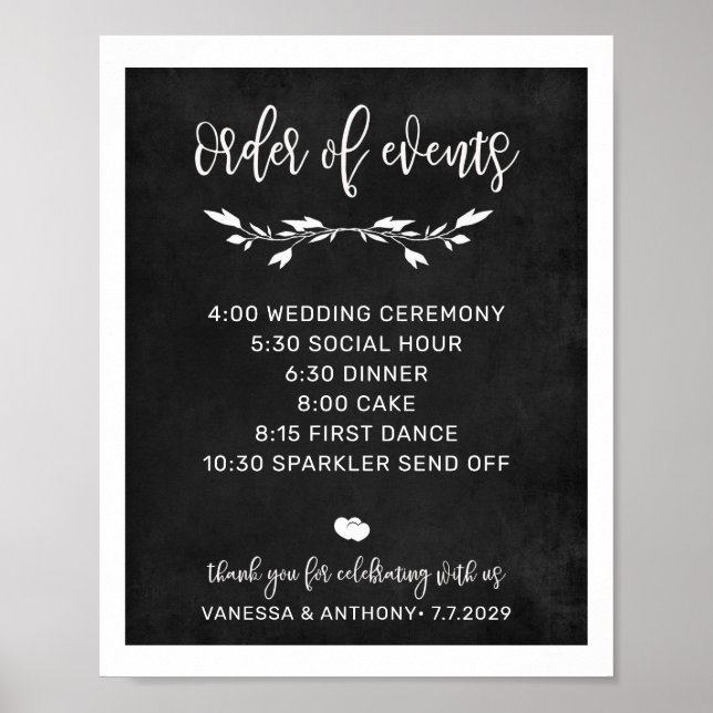 Ordre des événements Chalk affiche du mariage (Devant)