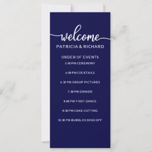 Ordre des événements de mariage chic bleu marine e