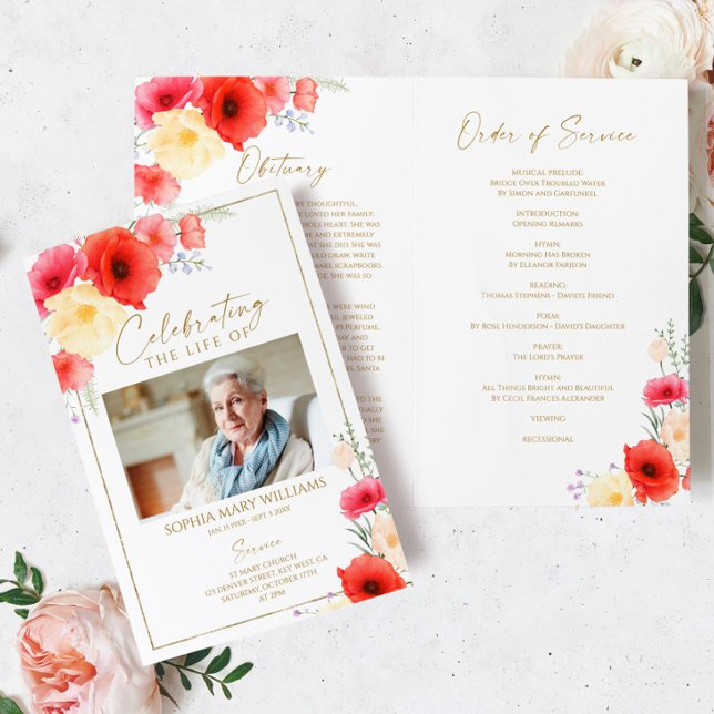Ordres funéraires floraux | Programme commémoratif (Créateur téléchargé)