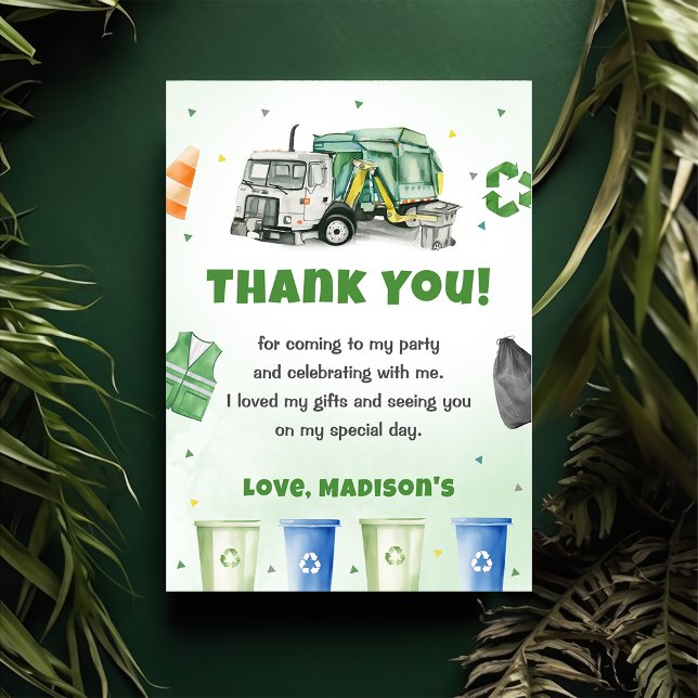 Ordures Camion Fête d'anniversaire Carte de remerc (Créateur téléchargé)