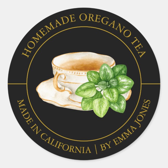 Oregano Thé étiquette moderne (Devant)