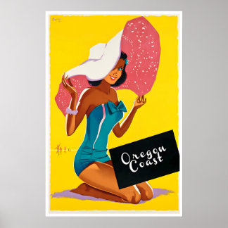 Oregon Travel Poster Oregon Coast Art Summer Beach