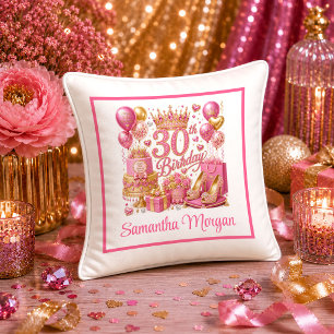 Oreiller 30ème Anniversaire Paillettes Rose Gold É