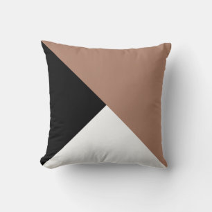 Oreiller à bloc de couleur diagonale noir et blanc