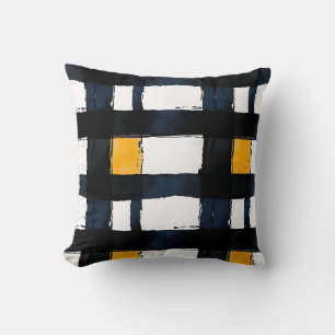 Oreiller à jet bleu marine et jaune