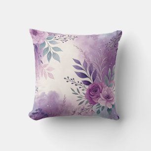 Oreiller à jet d'accents floraux violet