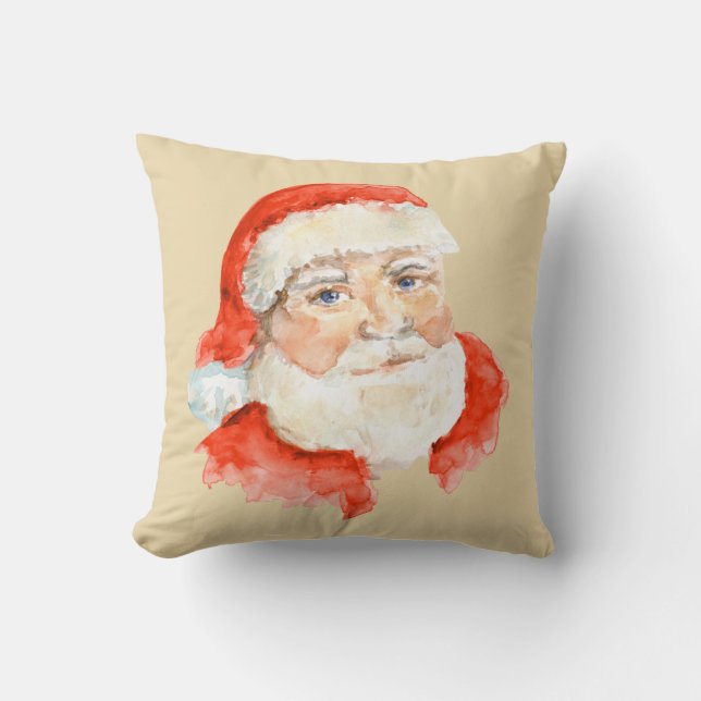 Oreiller à jet d'aquarelle du Père Noël (Recto)