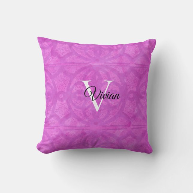 Oreiller à jet d'aquarelle magenta (Recto)