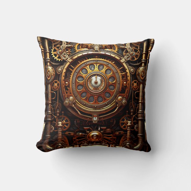 Oreiller à jet d'art Steampunk (Recto)