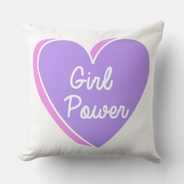 Oreiller à jet de coeur de puissance fille (Recto)
