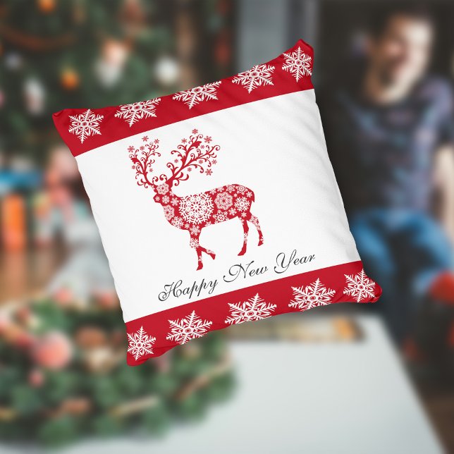 Oreiller à jet de motif de flocon rouge (Créateur téléchargé)