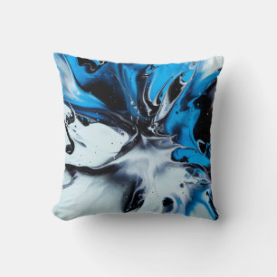 Oreiller à jet de peinture noir et bleu