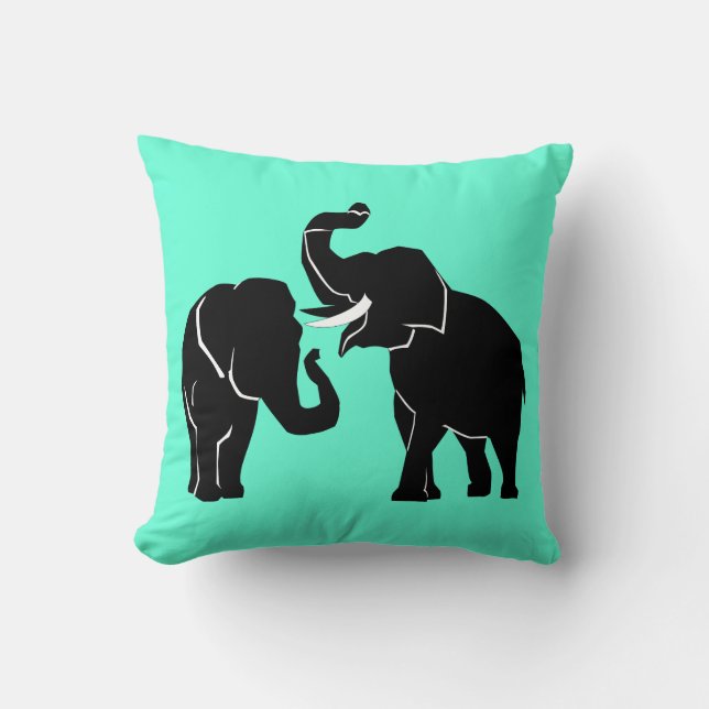 Oreiller à jet éléphant - Couleurs personnalisées (Recto)
