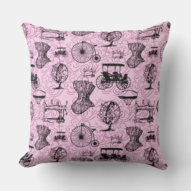 Oreiller à jet Motif rose Steampunk (Recto)