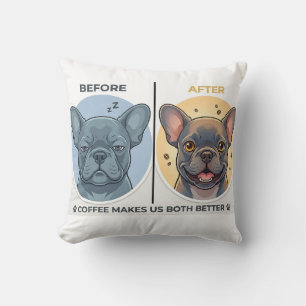 Oreiller à jeter avec café et Bouledogue français