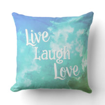 Oreiller à jeter Live Laugh Love | Nuages Bleu Aqu