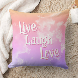 Oreiller à jeter Live Laugh Love | Nuages roses vi