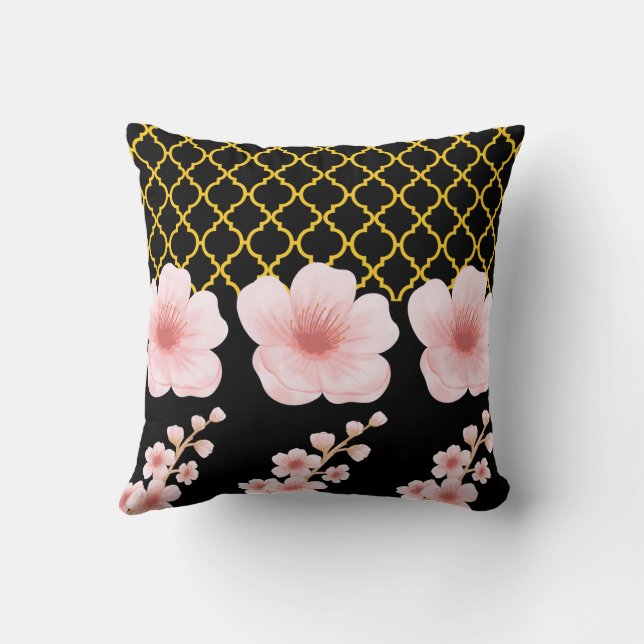 oreiller à jetons à imprimé floral, coussin à fleu (Verso)