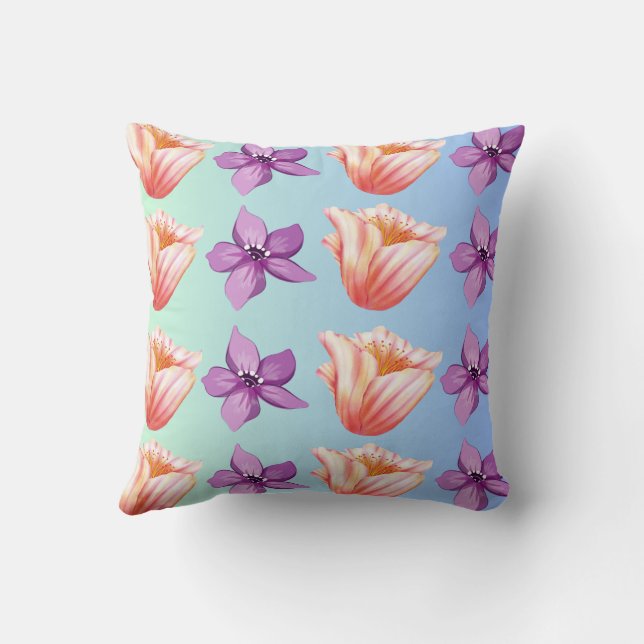 oreiller à jetons à imprimé floral, coussin à fleu (Verso)