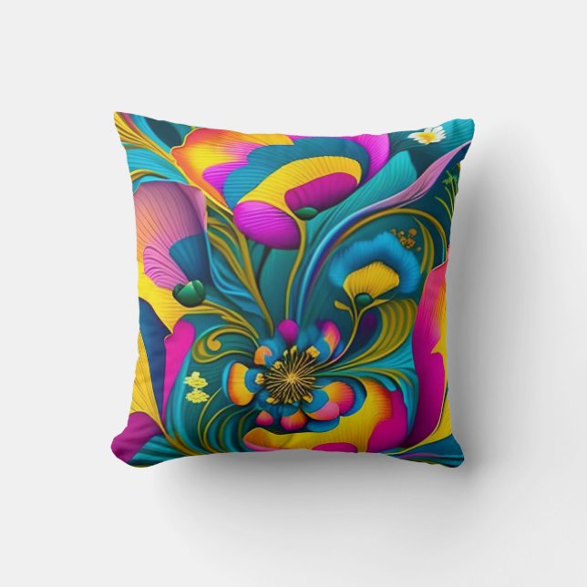 oreiller à jetons fleuris personnalisé (Recto)