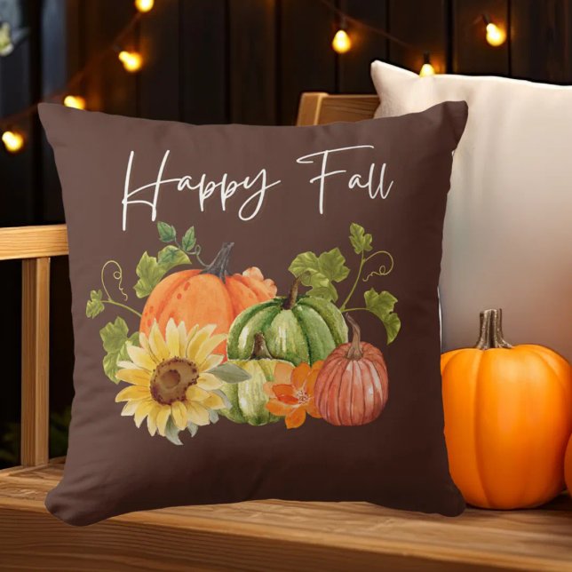 Oreiller à lancer à fleurs citrouilles d'automne (Créateur téléchargé)