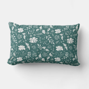 Oreiller à lancer à fleurs vert et blanc