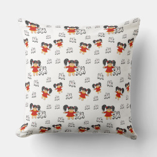 Oreiller à lancer à main rouge noir blanc