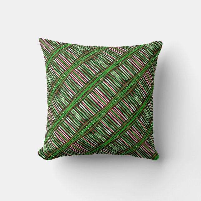 Oreiller à lancer - Bandes rouge/verte/noire (Recto)