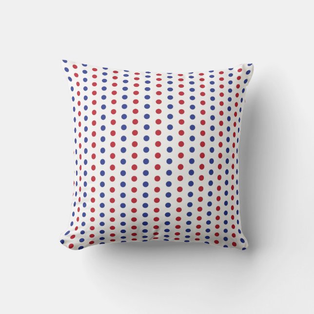 Oreiller à lancer blanc rouge et bleu Polka (Recto)