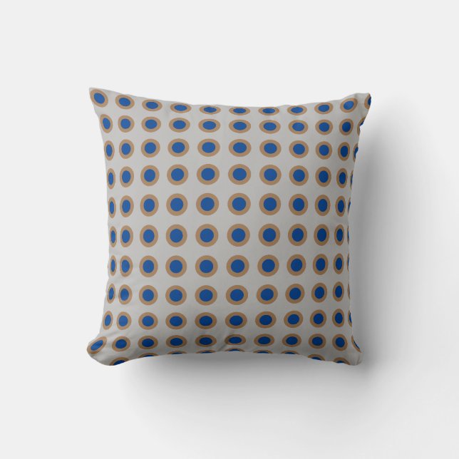 Oreiller à lancer bleu beige et gris Polkadot (Recto)
