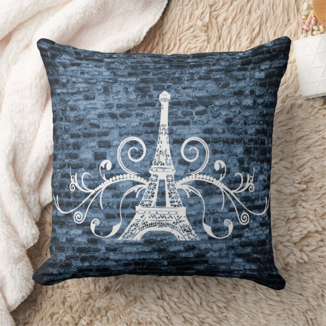Oreiller à lancer bleu Eiffel (Couverture)