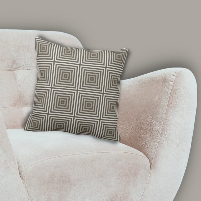 Oreiller à lancer Brown Carré Motif (Classic Brown Nested Squares Pattern Throw Pillow)