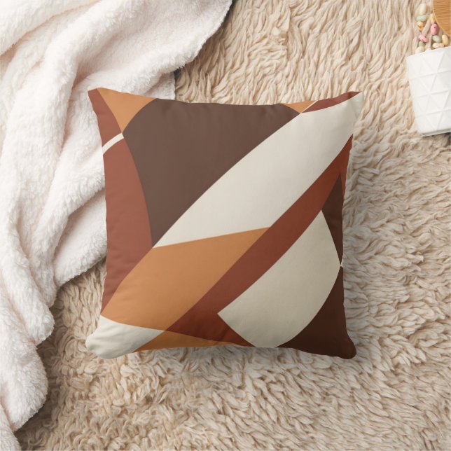 Oreiller à lancer Brown et orange rétro géométriqu (Couverture)