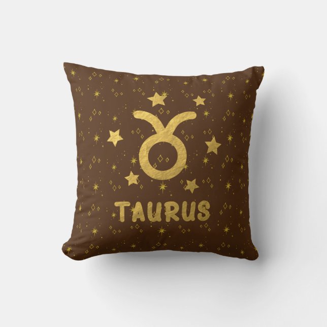 Oreiller à lancer Brown Taurus Zodiac (Recto)