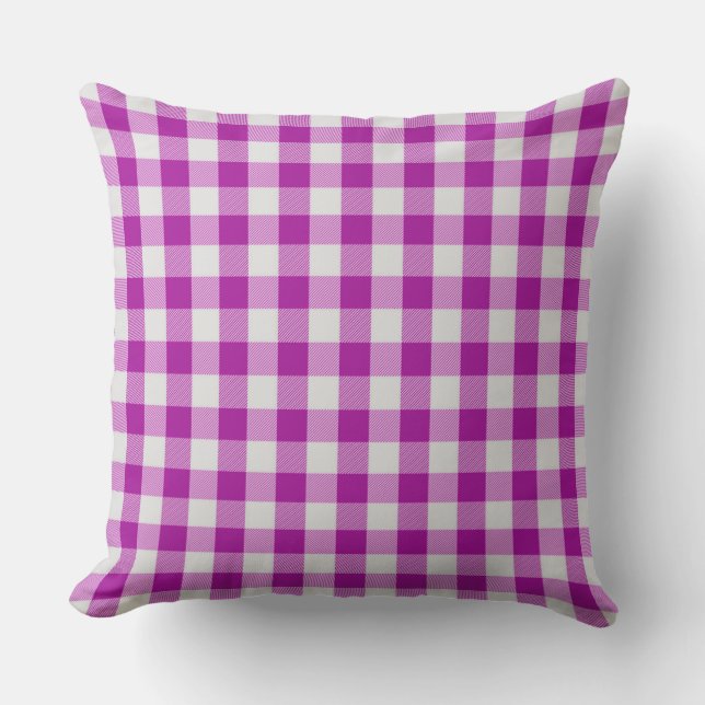 Oreiller à lancer classique Fuchsia Gigham Motif (Recto)