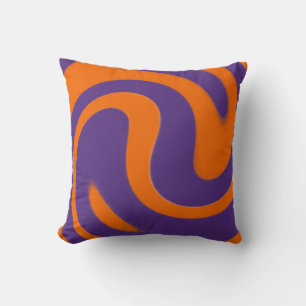 Oreiller à lancer contemporain violet et orange