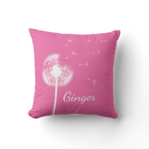 Oreiller à lancer Dandelion personnalisé en rose