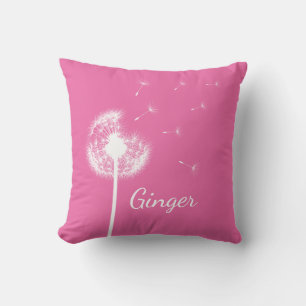 Oreiller à lancer Dandelion personnalisé en rose