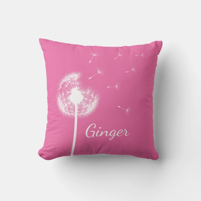 Oreiller à lancer Dandelion personnalisé en rose (Recto)