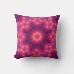 Oreiller à lancer d'art fractal violet et rose