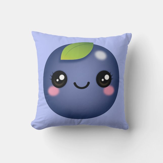 Oreiller à lancer de bleuets Kawaii (Recto)