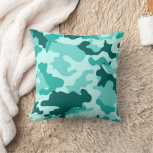 Oreiller à lancer de camo vert turquoise