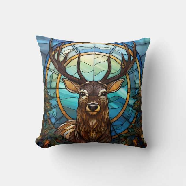 Oreiller à lancer de cerfs en verre tendu (Recto)
