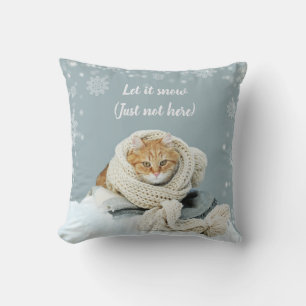 Oreiller à lancer de chat à neige